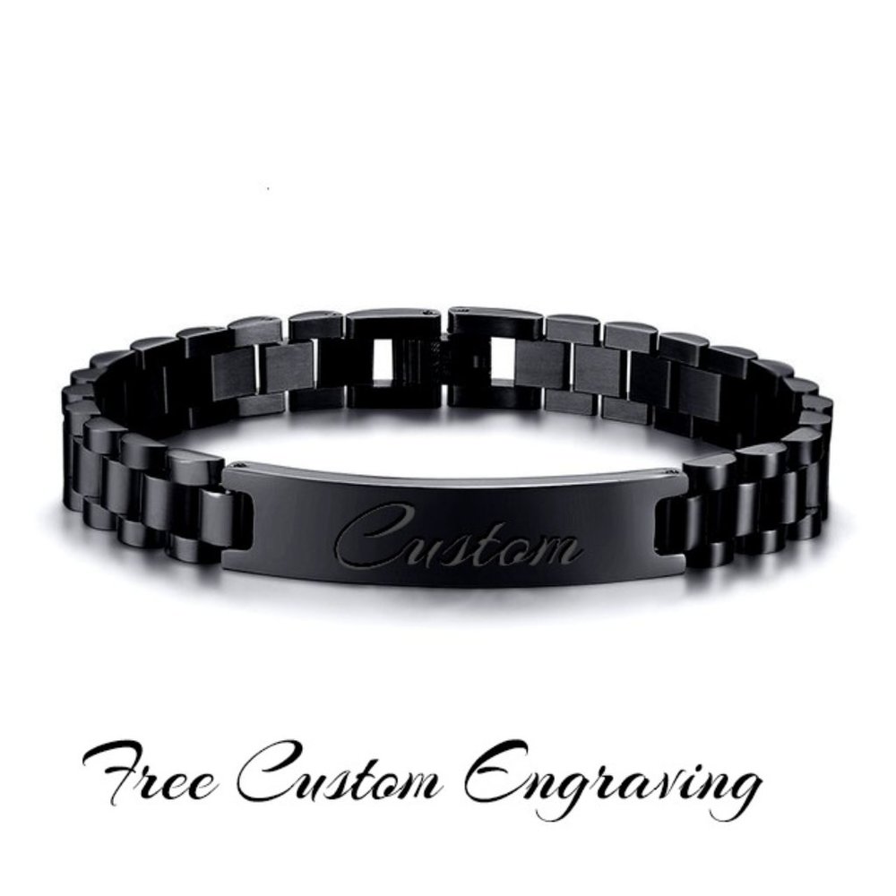 Mens  plated high polished stainless steel custom bracelet. NWT